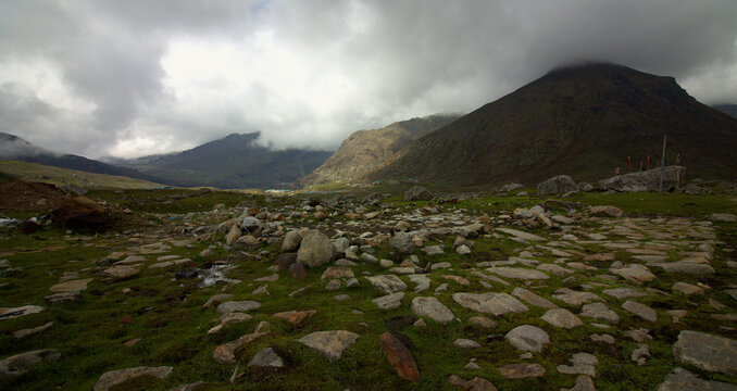 landscape with clouds and rocks 