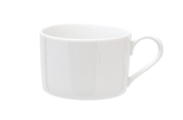 Close up of white mug mockup isolated on white background view. Blank Mug. Blank product. Coffee cup mockup. Mug ceramic blank. Clipping path.	