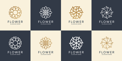 Creative flower logo bundle Premium Vector