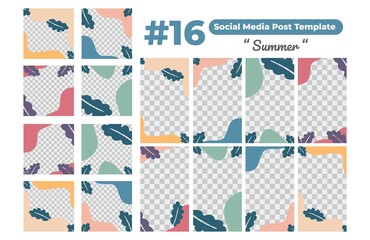 Set of social media design templates for summer, perfect for social media post, background and web internet ads.