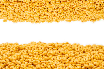 Corn-flakes background and texture. Top view.