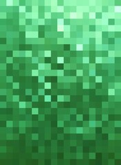 Green Abstract Mosaic Background, Pixel Gradient Background. From Dark Colors To Light Colors. Background For Cards, Poster or Website. Digital Imaging. 