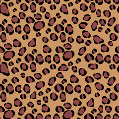 Animal seamless leopard pattern. Vector cartoon illustration.