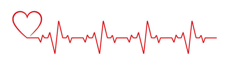 Heartbeat line heart cardio vector icon - obrazy, fototapety, plakaty