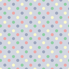 Colorful green blue pink dots on light blue repeat seamless pattern design