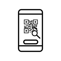 Phone and search QR code sign. Magnifier sign illsutration