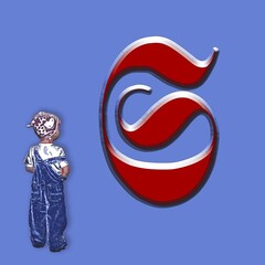 Monogram S with little girl