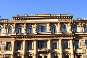 Fototapeta na wymiar building facade, classical, colonial, antique architecture