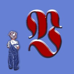 Monogram V with little girl