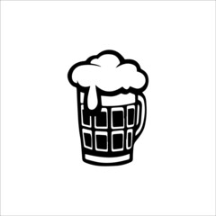 Glass of foamy beer vector icons