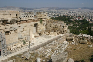 Fototapeta na wymiar Athens Greece Cityscape with the Acropolis Mountain in the Foreground