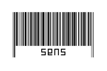 Barcode on white background with inscription sens below © iushakovsky