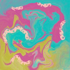 Zeitgenössische Zusammenfassung des flüssigen Wirbels. Geometric spiral, swirl, twirl in blau ,rosa und Holographie. Perfekt für Hintergrund von Webseiten und design Elemente. Trendy Farben.