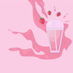 smoothie with strawberries in a glass