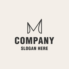 Letter M with check mark abstract logo template on monogram style