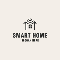 Smart home logo template on monogram style