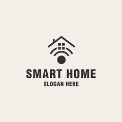 Smart home logo template on monogram style