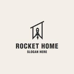 Rocket home logo template on monogram style