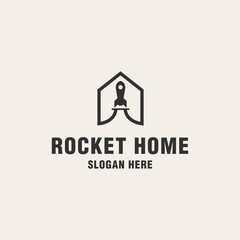 Rocket home logo template on monogram style
