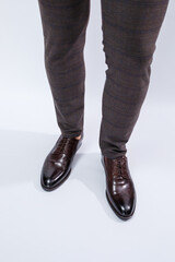 Men's classic shoes with natural leather, men's shoes under a classic suit