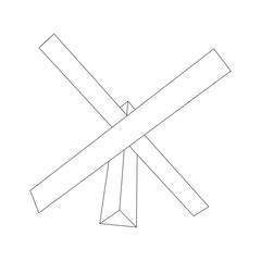 Hedgehog antitank defence. Wireframe low poly mesh vector illustration.