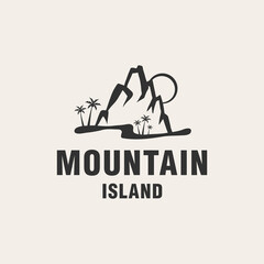 Mountain island logo template on monogram style