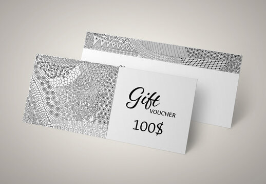 Voucher Template with Hand Drawn Gray Elements 
