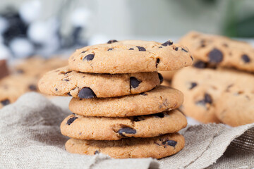 mixed oatmeal and wheat flour cookies close up