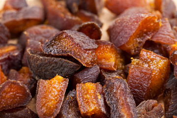 dried apricot fruits cut into pieces during cooking