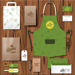 Vector Organic Market corporate identity template design set. Branding mock up.