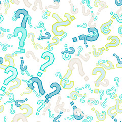 Quiz seamless pattern. Question marks, doubt, faq