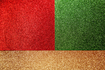 Shiny bright red, green, gold background Luxury shine texture