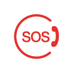 Vector call icon with SOS signal on white background . Vector illustration