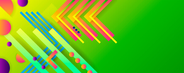 Bright juicy colors background with geometric elements, lines and dots for text, universal design, banner concep. Vector eps 10