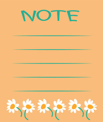 Colored note paper with a beautiful floral ornament