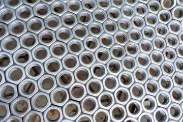 industrial texture made of stainless nuts