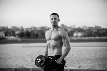 muscle man outdoor (black and white)