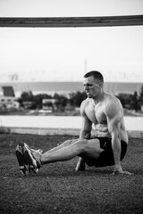 muscle man outdoor (black and white)
