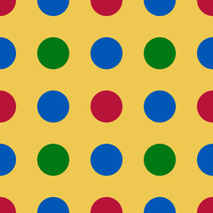 Colorful Polka Dot Seamless Pattern on Yellow Background &ndash; Retro Geometric Design