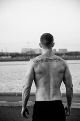 muscle man outdoor (black and white)