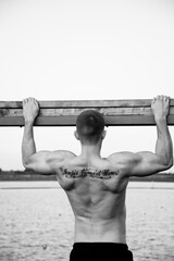 muscle man outdoor (black and white)