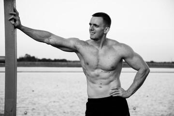 muscle man outdoor (black and white)