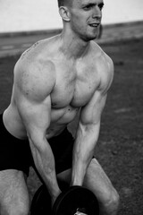 muscle man outdoor (black and white)