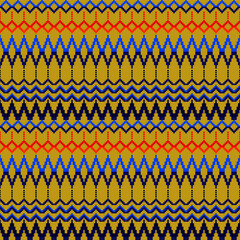 Colorful Tribal Diamond Pattern &ndash; Ethnic Seamless Textile Design