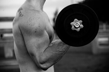 muscle man outdoor (black and white)