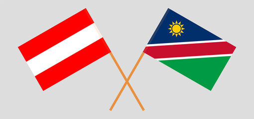 Crossed flags of Austria and Namibia. Official colors. Correct proportion