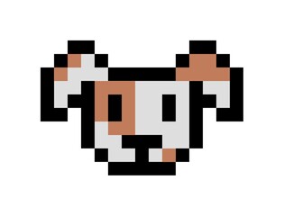 Pixel art dog face icon pet concept illustration