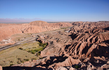 Fototapeta na wymiar Amazing desert landscape in the Valle Marte, San Pedro de Atacama, Chile