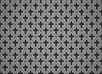 Flower geometric pattern. Seamless vector background. Black and gray ornament