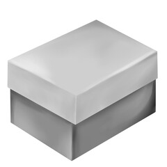 Digital illustration. Gray shoe box. Storage. Dishes for a drink. Isolated on a white background.